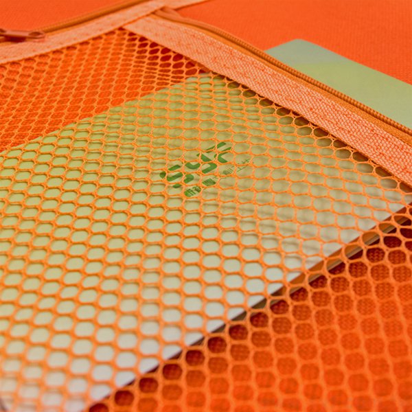 雙層拉鍊袋-牛津布材質加尼龍網格-單面單色印刷-橘色